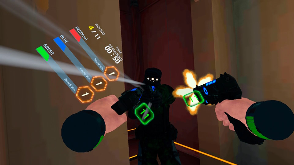 An in-game screenshot from Last Resistance VR, powered by Synthesis VR