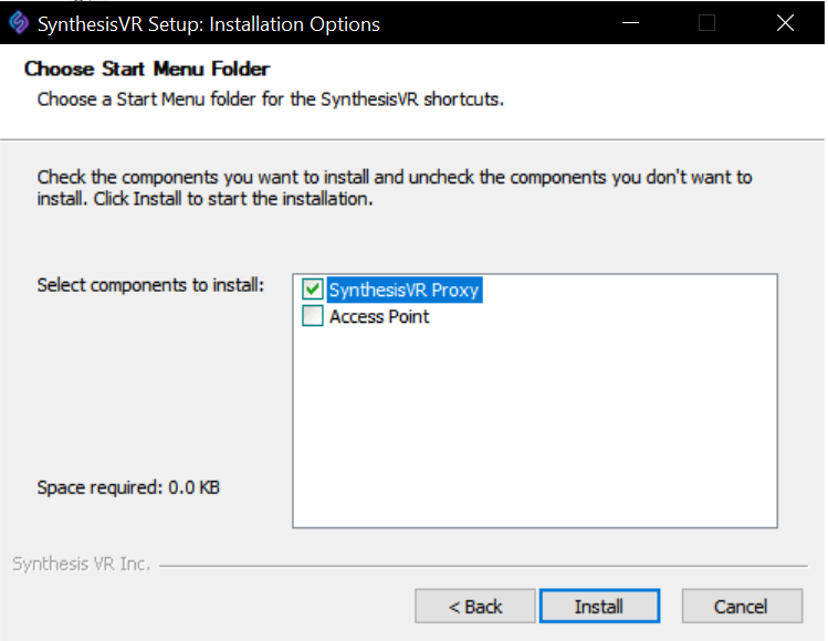 an image of the synthesis vr proxy installer
